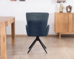 Sale Lot de 2 chaises en tissu bi-texturé bleu foncé