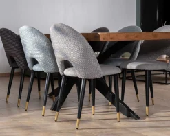 Best Lot de 2 chaises en tissu bleu clair et pieds métal laqué noir 
