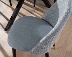 Best Lot de 2 chaises en tissu bleu clair et pieds métal laqué noir 