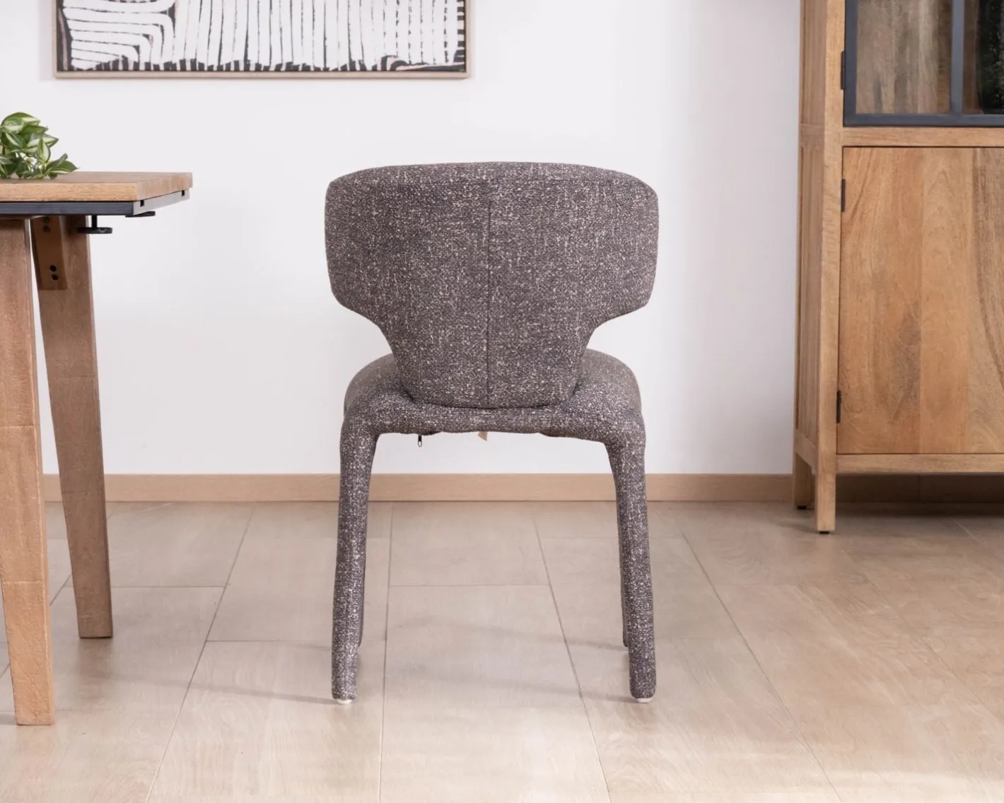 Outlet Lot de 2 chaises en tissu chiné gris foncé “Milano” revêtement intégral esprit design Chaise