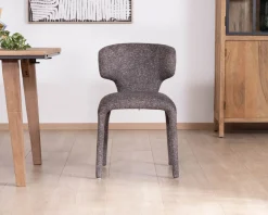 Outlet Lot de 2 chaises en tissu chiné gris foncé “Milano” revêtement intégral esprit design Chaise