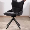 Hot Lot de 2 chaises en tissu gris sur pied tournant en métal "Biorg" style rétro Chaise