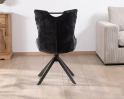 Hot Lot de 2 chaises en tissu gris sur pied tournant en métal