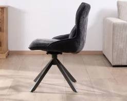 Hot Lot de 2 chaises en tissu gris sur pied tournant en métal