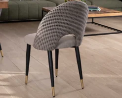 New Lot de 2 chaises en tissu taupe et pieds métal laqué noir