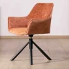 New Lot de 2 chaises en tissu terracotta "Ewing" avec accoudoirs sur pied métal rotatif Chaise