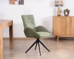 Lot de 2 chaises en tissu vert doux