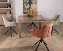 Best Lot de 2 chaises en tissu vert "Ewing" avec accoudoirs et pied métal rotatif Chaise