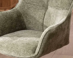 Best Lot de 2 chaises en tissu vert "Ewing" avec accoudoirs et pied métal rotatif Chaise
