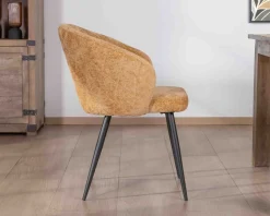 Best Lot de 2 chaises enveloppantes en tissu jaune et pieds métal noirs "Kandy" Chaise