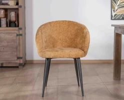 Best Lot de 2 chaises enveloppantes en tissu jaune et pieds métal noirs 
