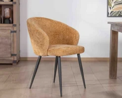 Best Lot de 2 chaises enveloppantes en tissu jaune et pieds métal noirs 