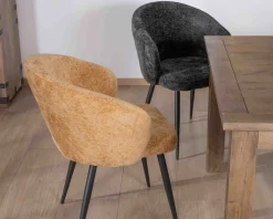 Best Lot de 2 chaises enveloppantes en tissu jaune et pieds métal noirs 