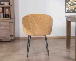 Best Lot de 2 chaises enveloppantes en tissu jaune et pieds métal noirs 