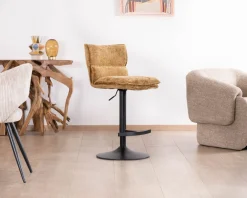Discount Lot de 2 chaises hautes en tissu moutarde 
