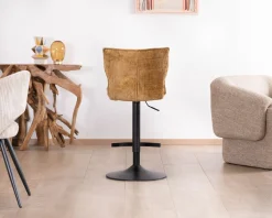 Discount Lot de 2 chaises hautes en tissu moutarde 