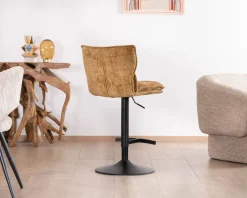 Discount Lot de 2 chaises hautes en tissu moutarde 