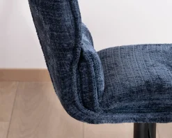 Clearance Lot de 2 chaises hautes matelassées réglables en hauteur "Topley" tissu coloris bleu nuit Chaise De Bar