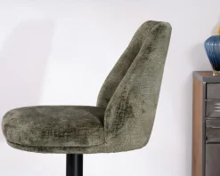 Online Lot de 2 chaises hautes réglables et pivotantes en velours vert kaki "Zoung" pied métal noir Chaise De Bar