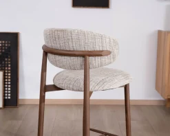 Outlet Lot de 2 chaises mi-hauteur rétro en tissu tramé beige et marron 