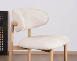 Sale Lot de 2 chaises mi-hauteur style scandinave en tissu blanc cassé "Arpège" pieds métal aspect bois clair Tabouret De Bar