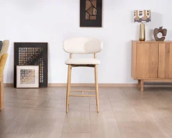 Sale Lot de 2 chaises mi-hauteur style scandinave en tissu blanc cassé 