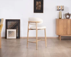 Sale Lot de 2 chaises mi-hauteur style scandinave en tissu blanc cassé 