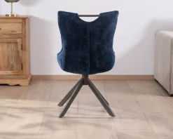 Online Lot de 2 chaises pivotantes en tissu bleu sur pied étoile en métal