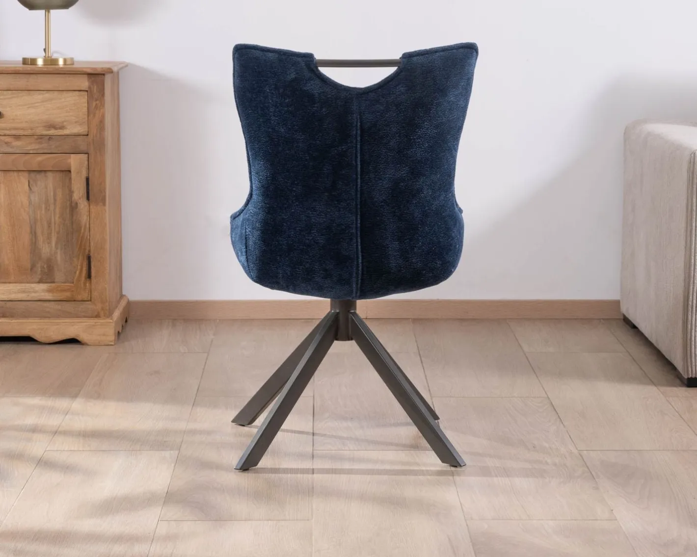 Online Lot de 2 chaises pivotantes en tissu bleu sur pied étoile en métal "Biorg" Chaise
