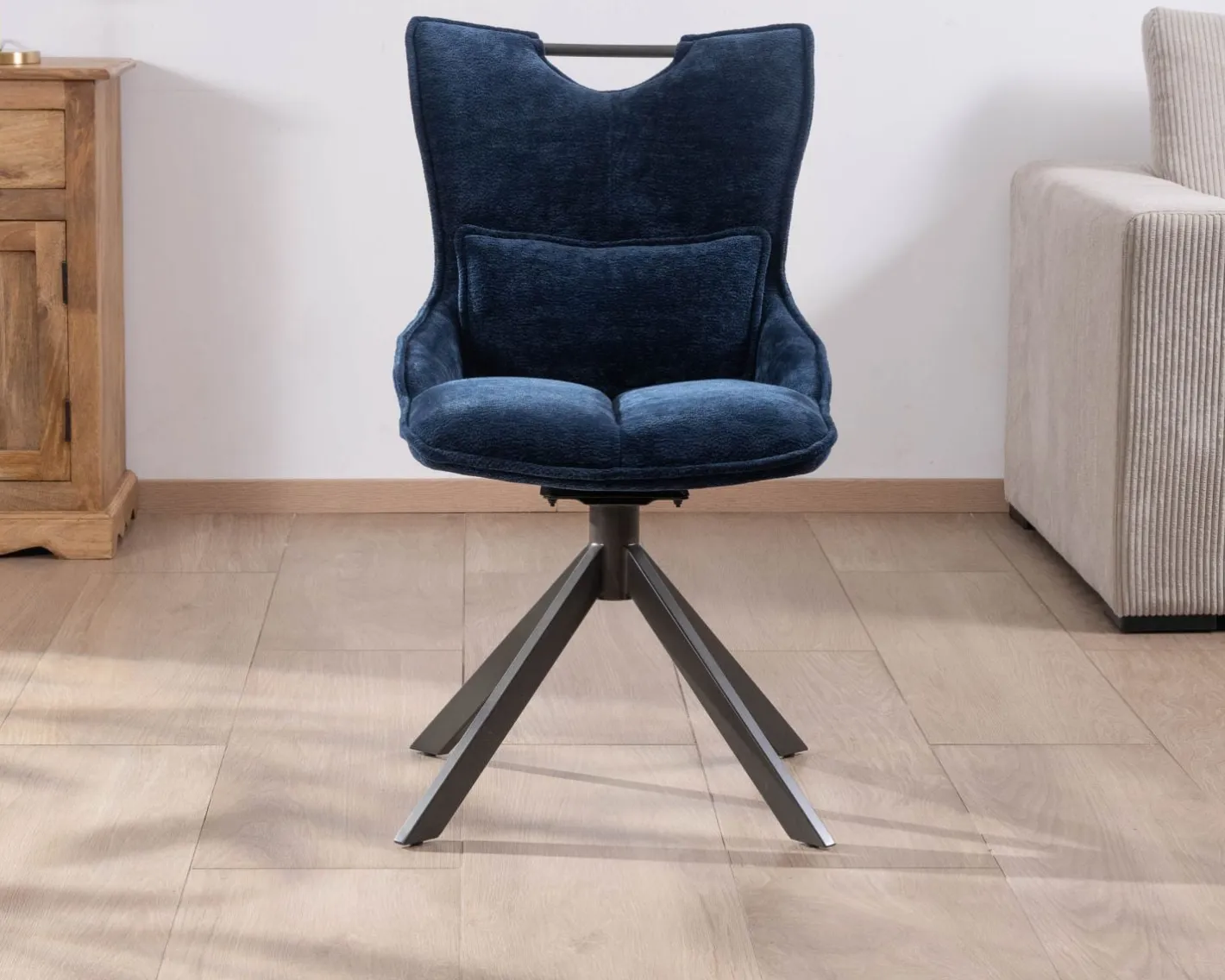 Online Lot de 2 chaises pivotantes en tissu bleu sur pied étoile en métal "Biorg" Chaise
