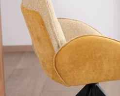 Lot de 2 chaises pivotantes en tissu bi matières jaune 