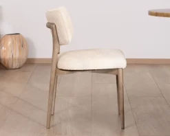 Lot de 2 chaises scandinaves en bois grisé et tissu bouclettes beige "Isadora" Chaise