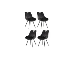 Hot Lot de 4 chaises scandinaves grises et noires tissu et métal "Dina" Chaise