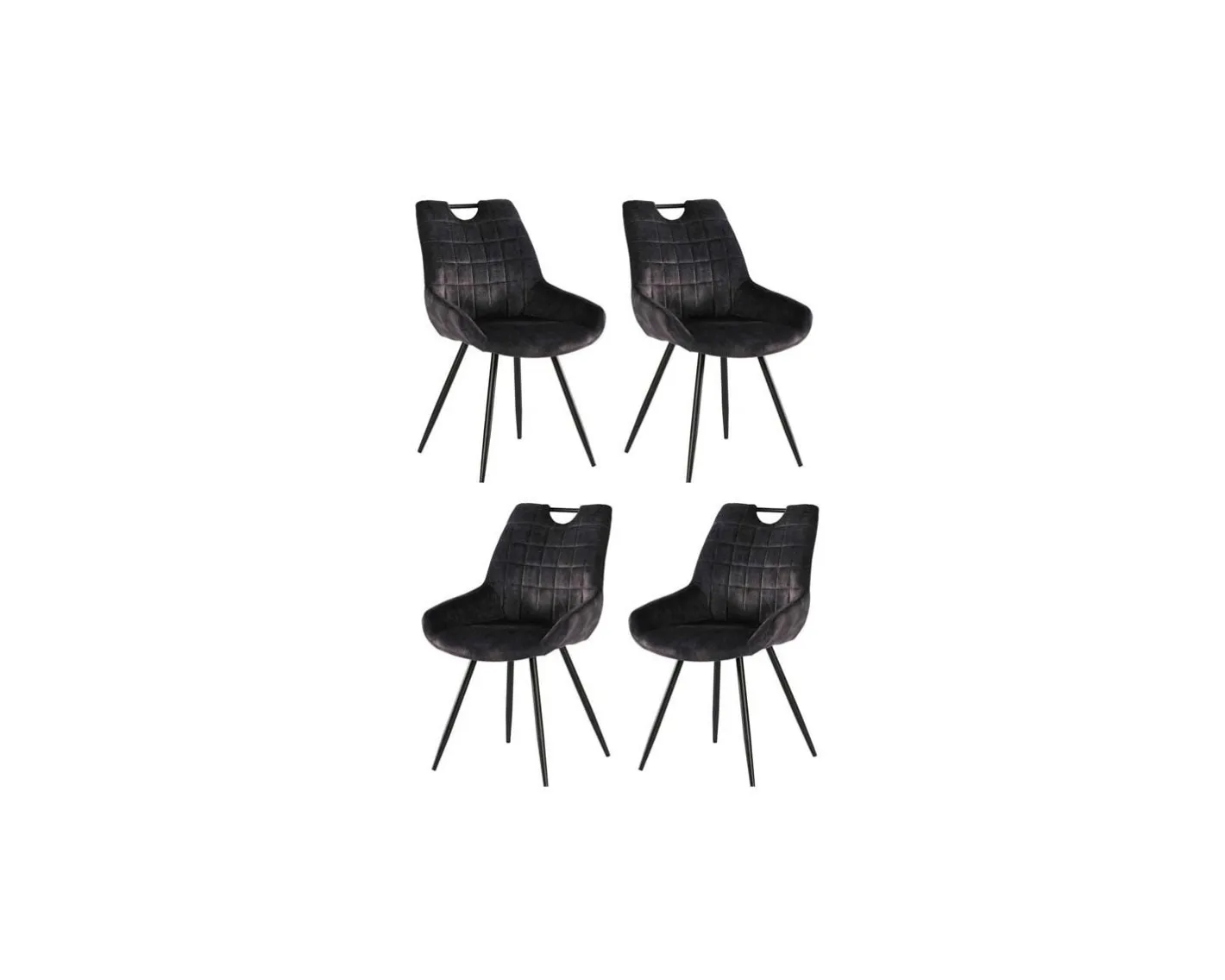 Hot Lot de 4 chaises scandinaves grises et noires tissu et métal "Dina" Chaise