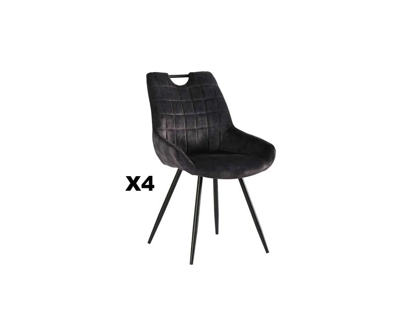 Hot Lot de 4 chaises scandinaves grises et noires tissu et métal "Dina" Chaise