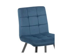 Hot Lot de 4 chaises scandinaves tissu bleu métal noir "Sando" Casita Chaise
