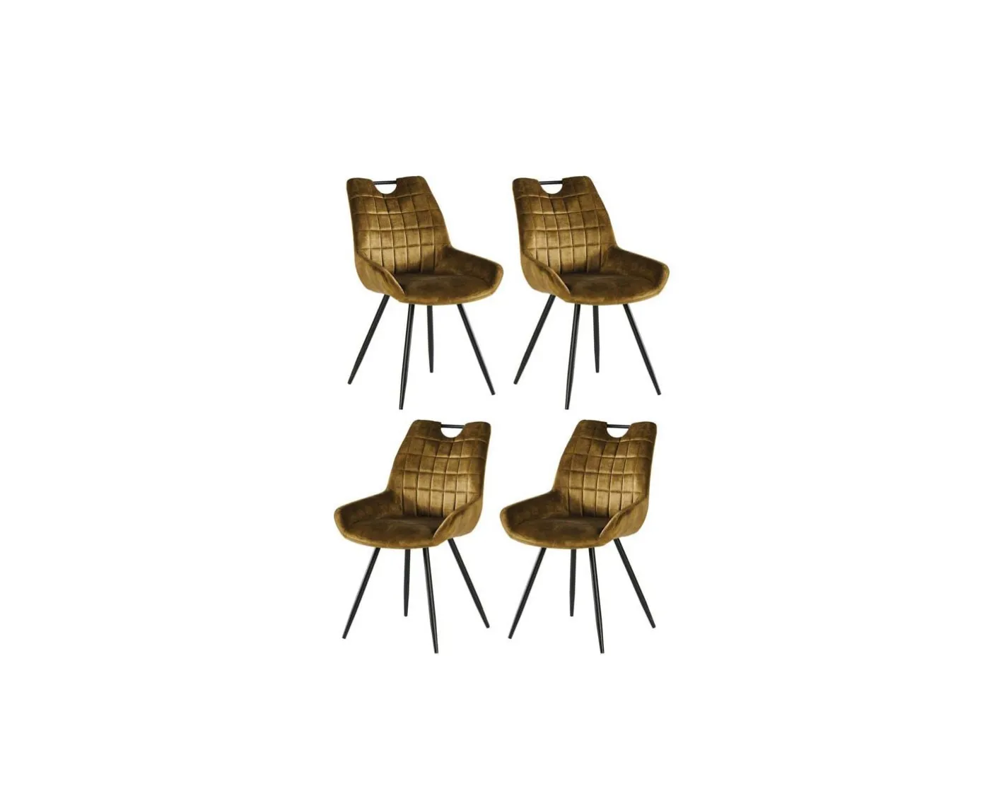 Hot Lot de 4 chaises scandinaves tissu kaki pieds noirs en métal "Dina" Chaise