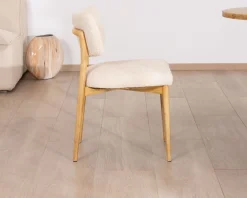 Discount Lot de 2 chaises style scandinave en frêne naturel et tissu beige