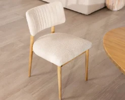 Discount Lot de 2 chaises style scandinave en frêne naturel et tissu beige