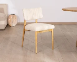 Discount Lot de 2 chaises style scandinave en frêne naturel et tissu beige