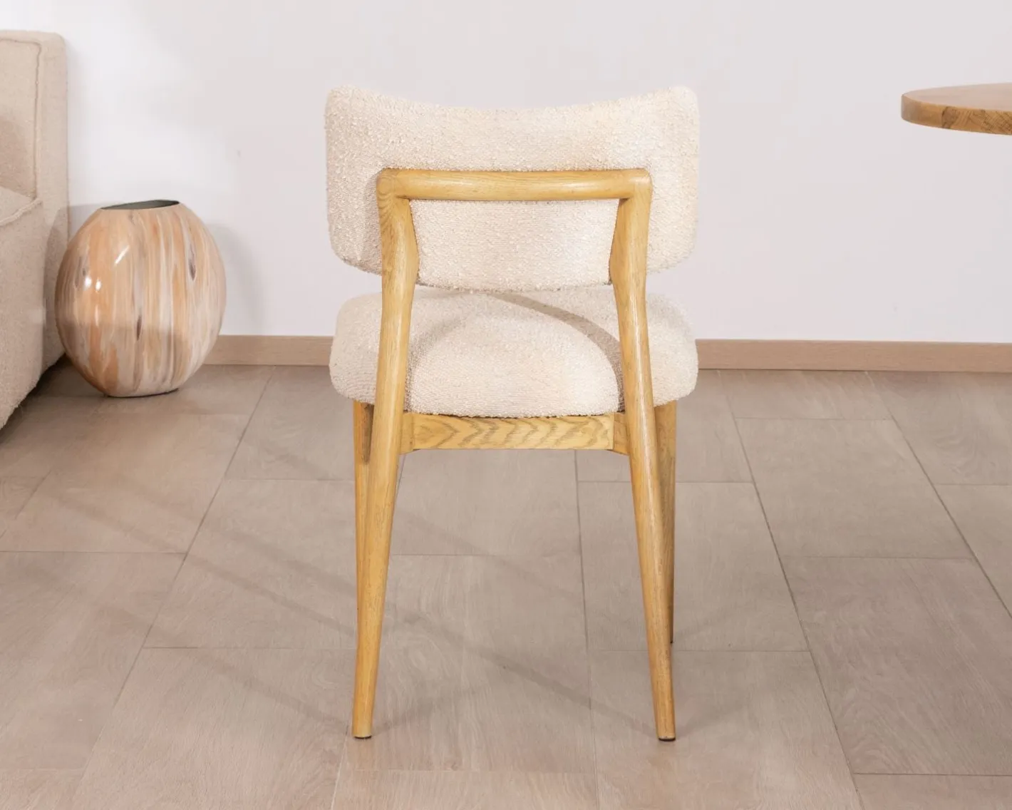Discount Lot de 2 chaises style scandinave en frêne naturel et tissu beige "Isadora" Chaise
