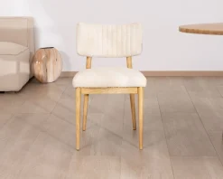 Discount Lot de 2 chaises style scandinave en frêne naturel et tissu beige