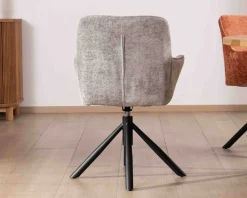Clearance Lot de 2 chaises tournantes en tissu gris clair et pieds métal "Ewing" Chaise