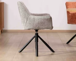Clearance Lot de 2 chaises tournantes en tissu gris clair et pieds métal 