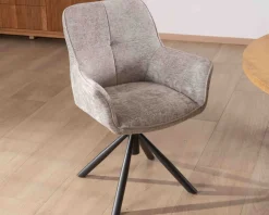 Clearance Lot de 2 chaises tournantes en tissu gris clair et pieds métal 