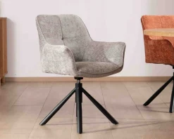 Clearance Lot de 2 chaises tournantes en tissu gris clair et pieds métal 