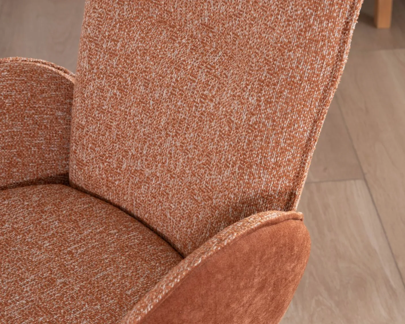 Outlet Lot de 2 chaises tournantes en tissu bi-texturé terracotta "Eddy" et pieds métal Chaise
