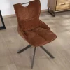 Clearance Lot de 2 chaises tournantes style rétro "Biorg" en tissu rouille Chaise