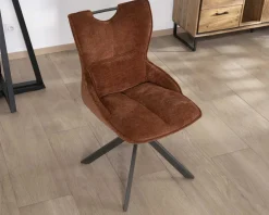 Clearance Lot de 2 chaises tournantes style rétro "Biorg" en tissu rouille Chaise