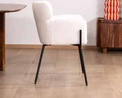 Best Lot de 2 chaises vintage en tissu blanc "Riméno" et pieds métal Chaise